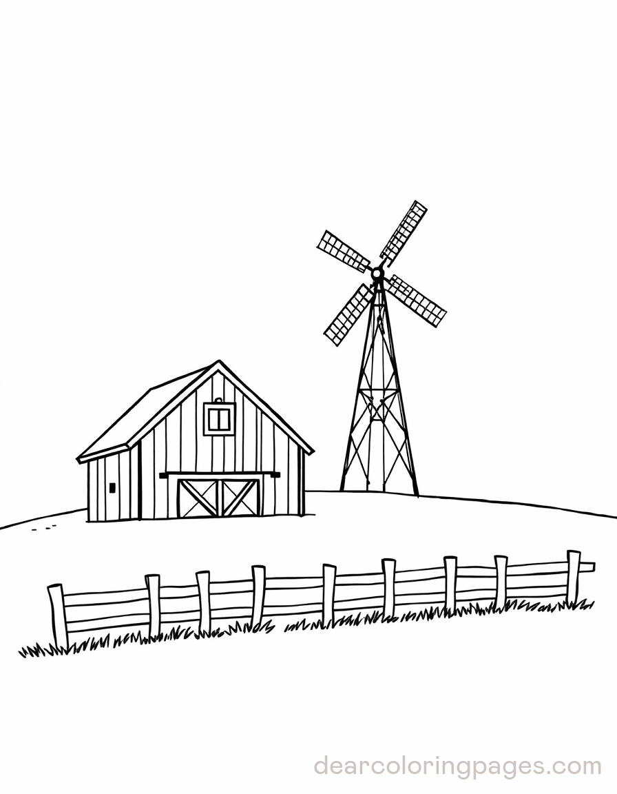 Barn and Windmill