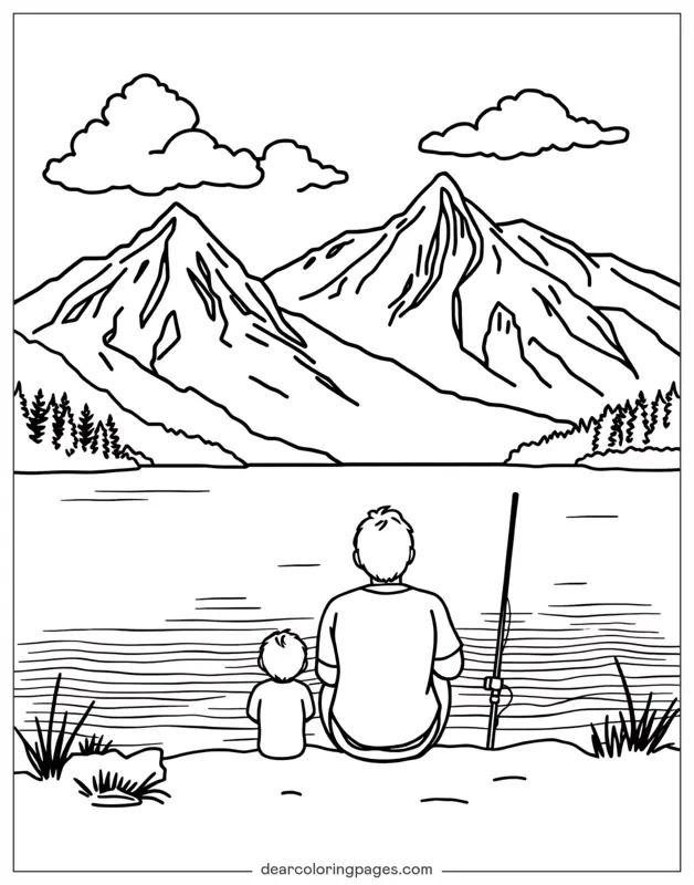 Angeln Ausmalbild - Vätertag Angeln