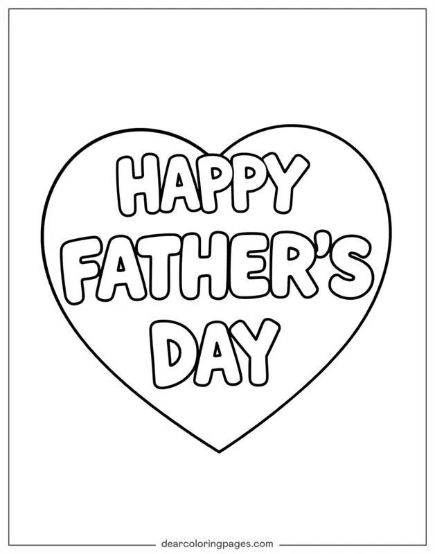 Vatertag Ausmalbild - Herz mit HAPPY FATHER'S DAY