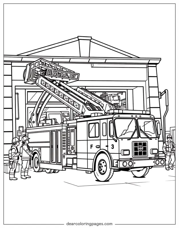 Vigile del fuoco davanti alla caserma dei pompieri