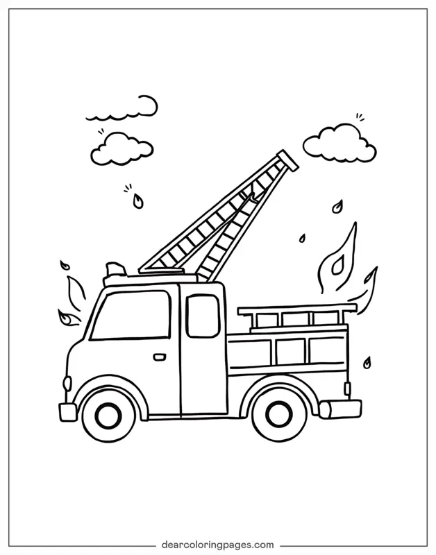 Semplice da colorare camion dei pompieri