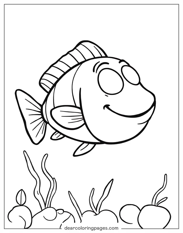 Fish Coloring Page - Cartoon Fish