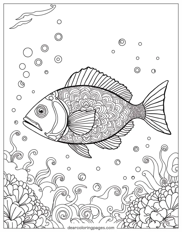Fish Coloring Page - Fish Mandala