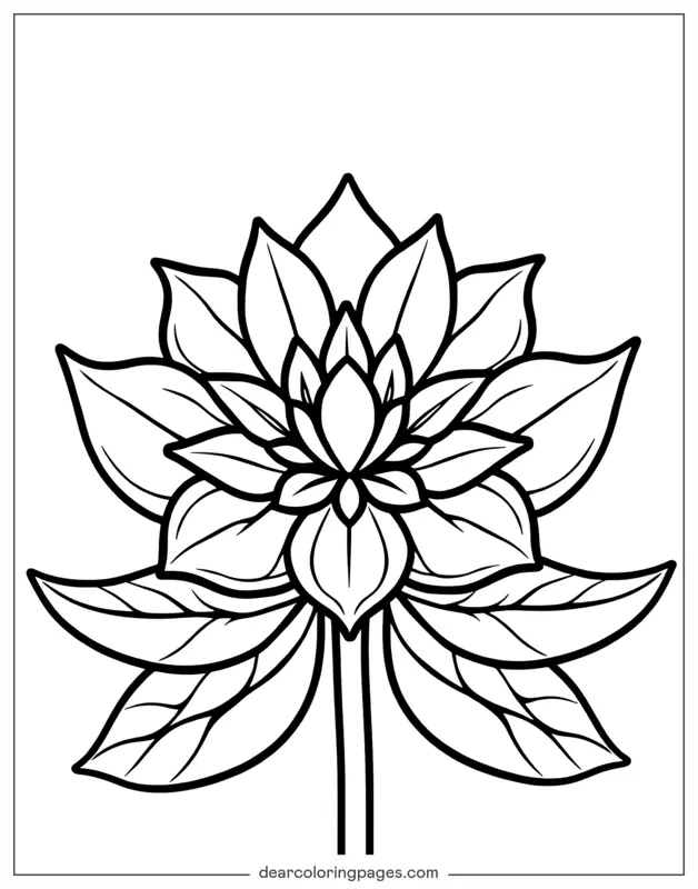 Blume Ausmalbild - Einfache Lotusblume
