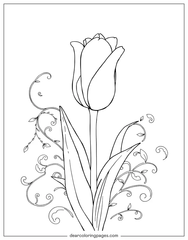 Blume Ausmalbild - Tulpe Ausmalbild