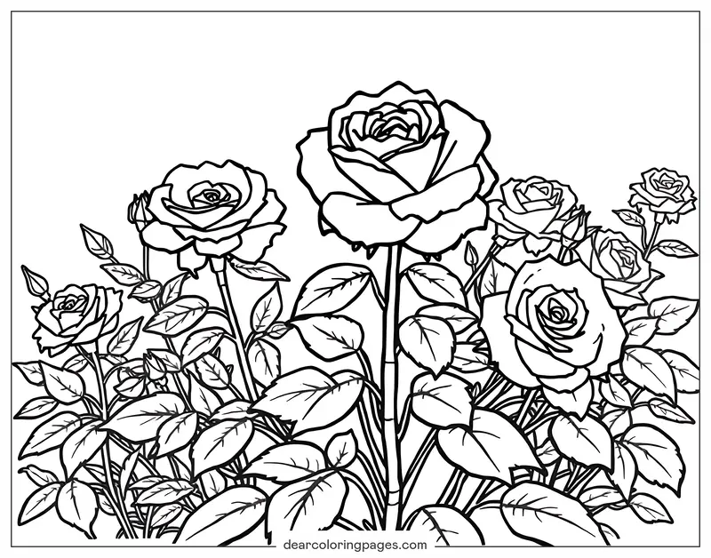 Rosa Desenho para Colorir - Jardim das Rosas