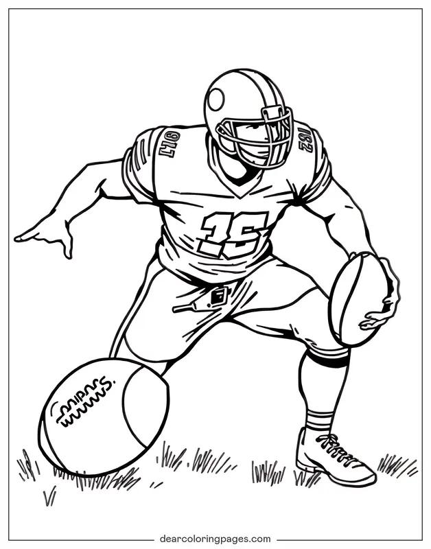 Football Coloring Page - Football Player in Action