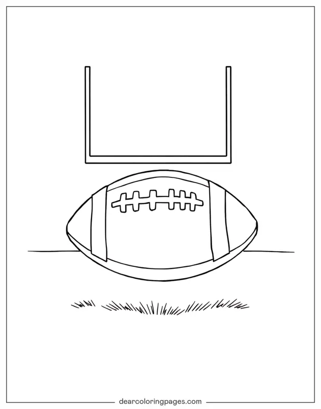Football Coloring Page - American Football and Goal Post