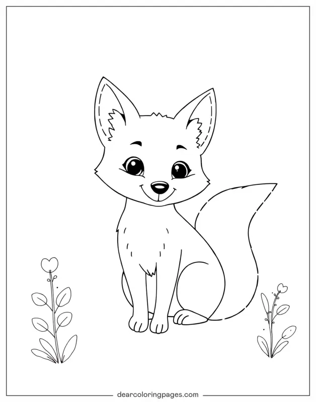 Animale carino Disegno da Colorare - Volpe carina per bambini