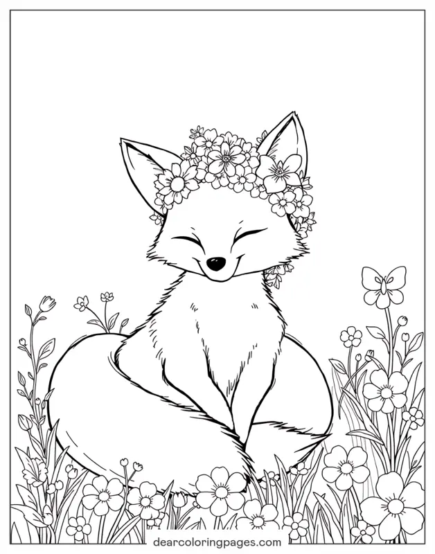 Fox Wearing Flowers