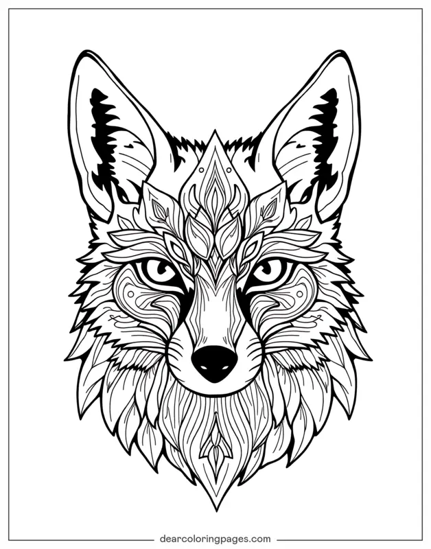 Mandala Dibujo para Colorear - Mandala de Cara de Zorro