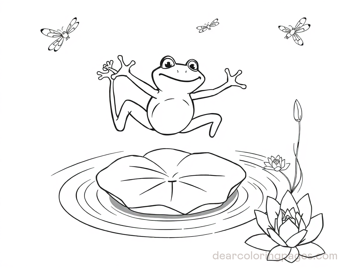 Frog Leaping from Lily Pad