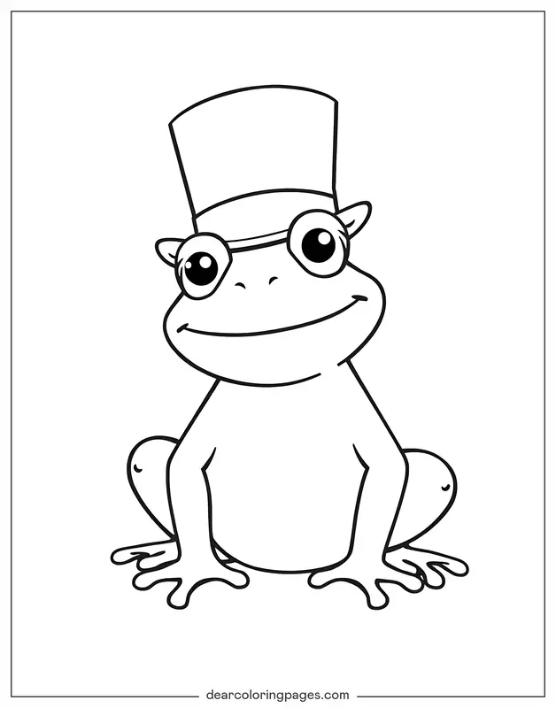 Coloriage de Grenouille – Grenouille portant un haut de forme