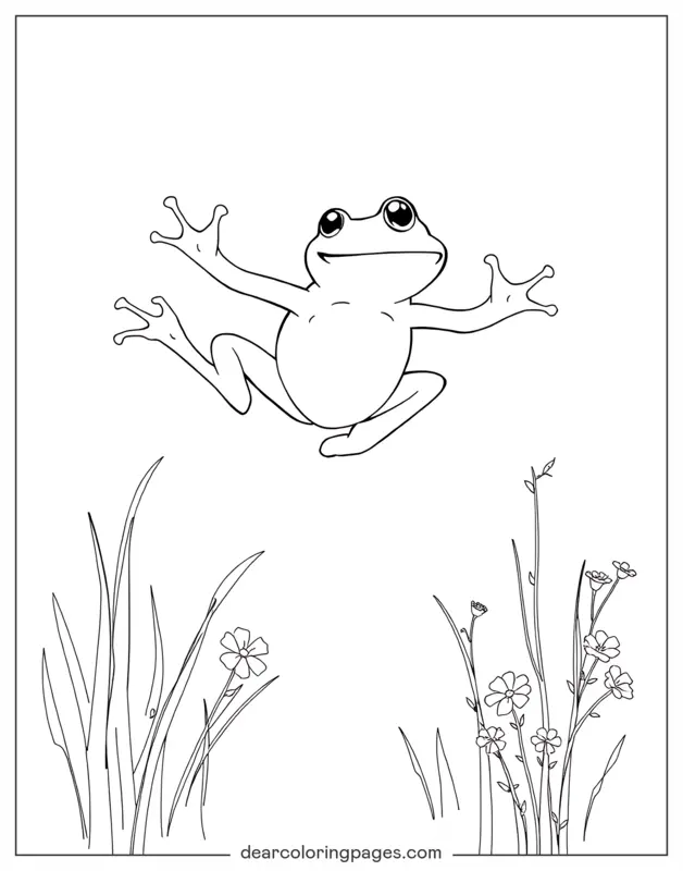 Coloriage de Grenouille – Grenouille dans l'air