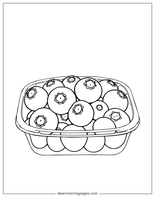 Coloriage de Fruits – Boîte de myrtilles