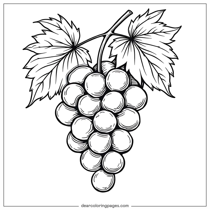Coloriage de Fruits – Grappes de Raisins