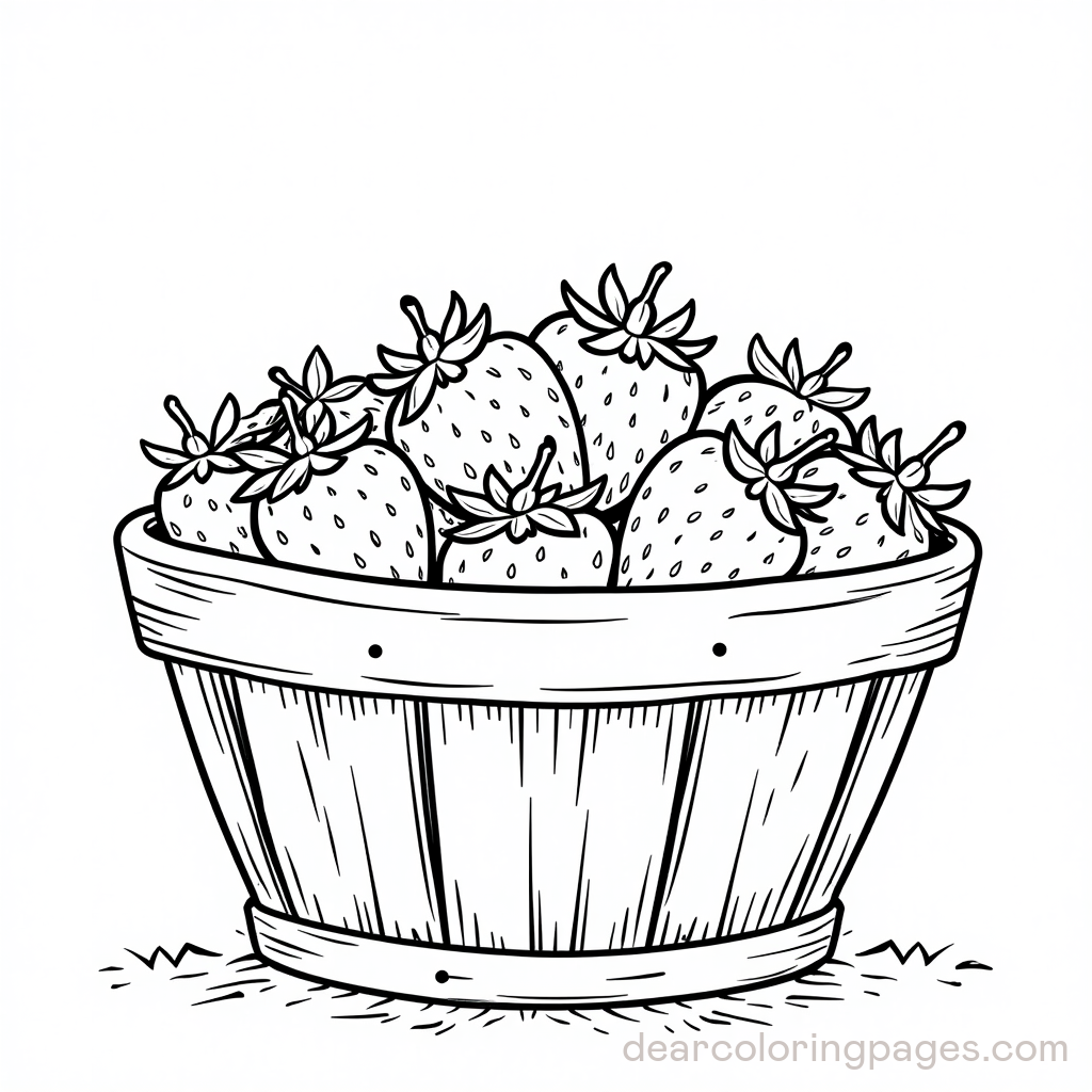 Basket of Strawberries Coloring Page