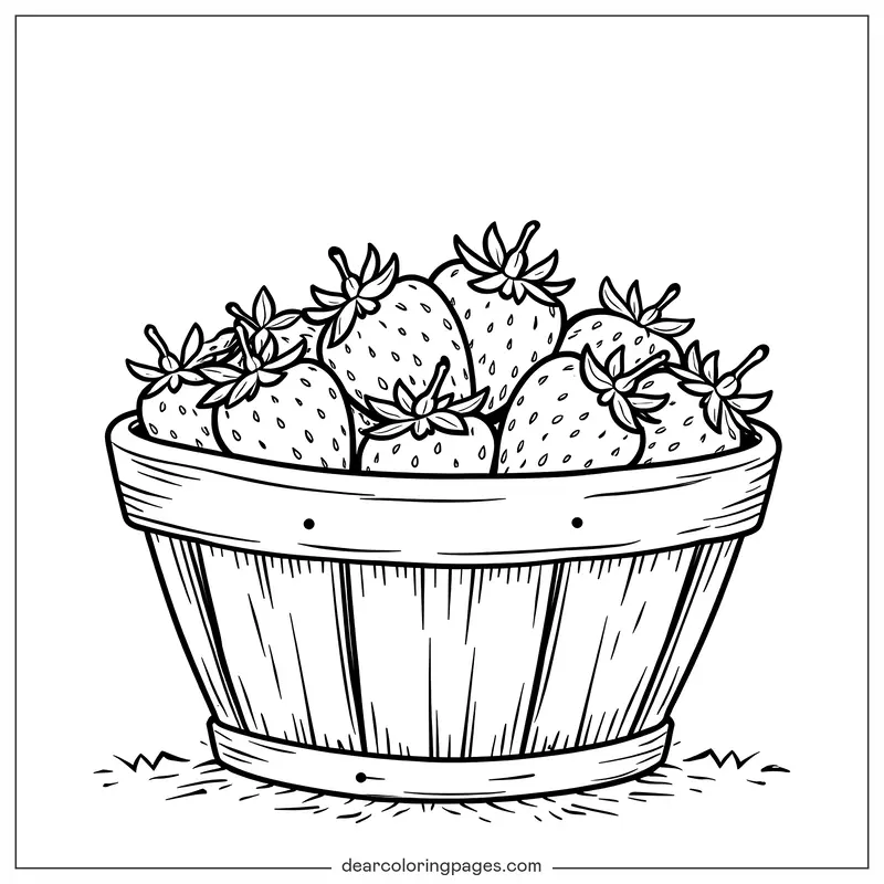 Coloriage de Fruits – Panier de Fraises