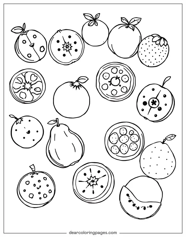 Coloriage de Fruits – Fruits assortis