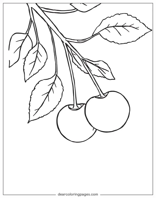 Coloriage de Fruits – Cerise simple