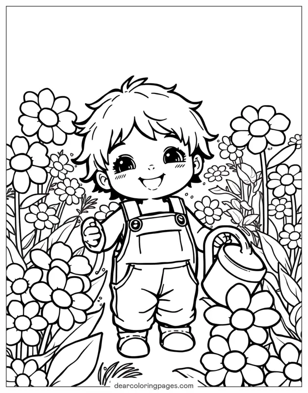 Jardín Dibujo para Colorear - Pequeño Jardinero