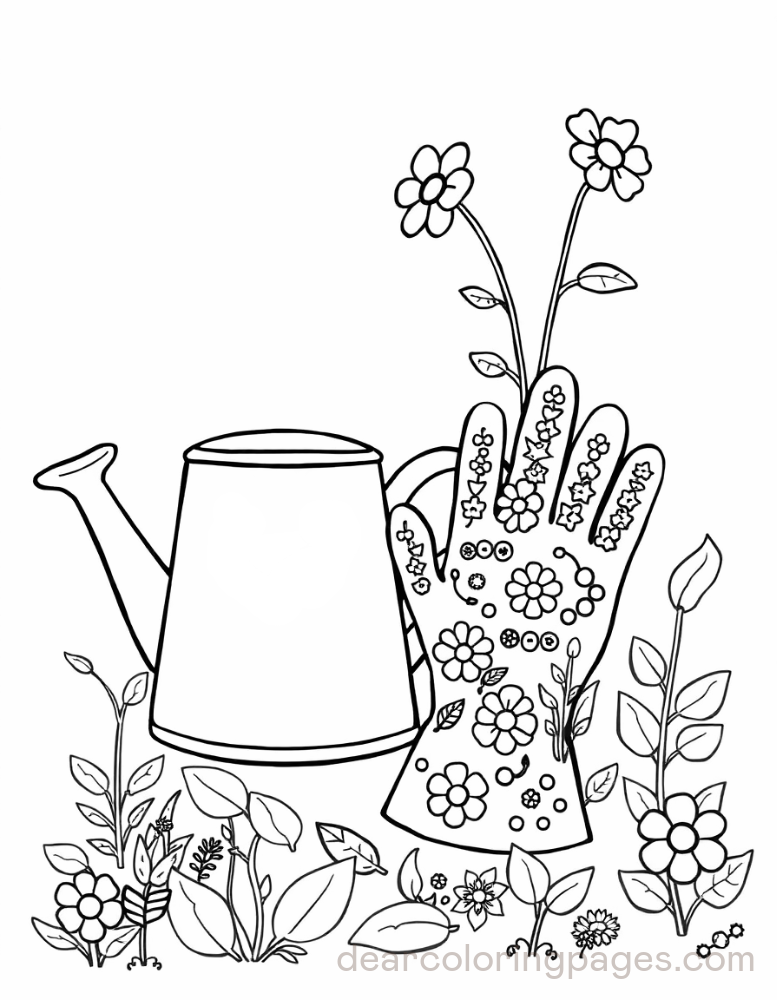 Watering Can and Gloves