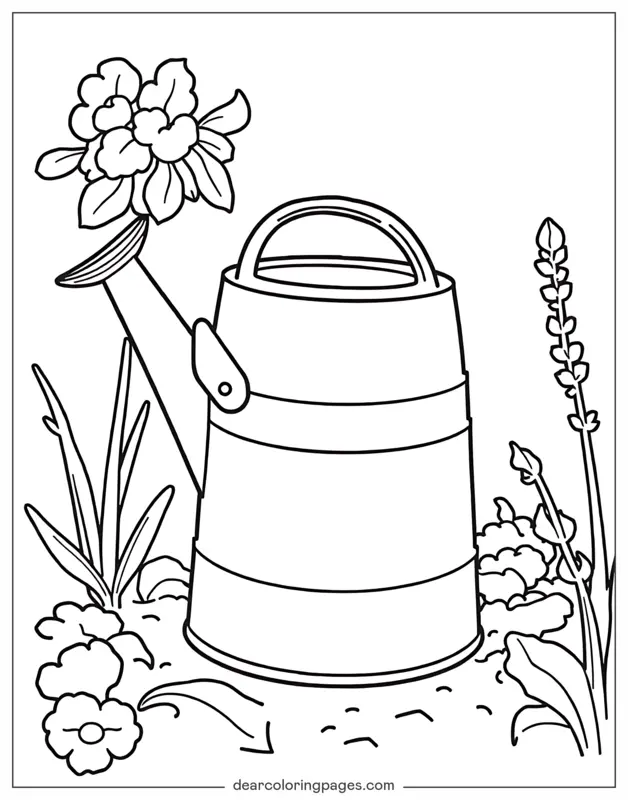 Jardín Dibujo para Colorear - Regadera