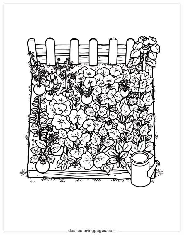 Jardín Dibujo para Colorear - Huerto