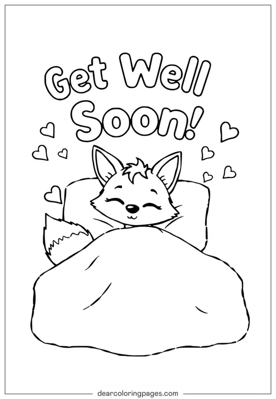 Dessin à Colorier Imprimable - Petit Renard Se Remettant D'une Chirurgie
