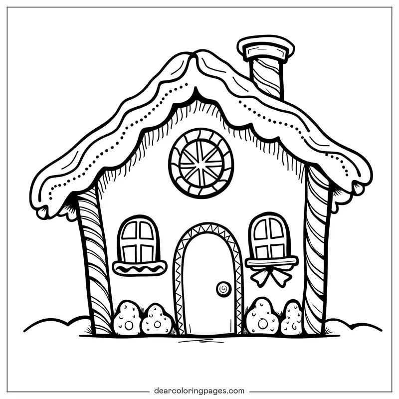 Gingerbread House Coloring Page - Traditional Gingerbread House Coloring Page