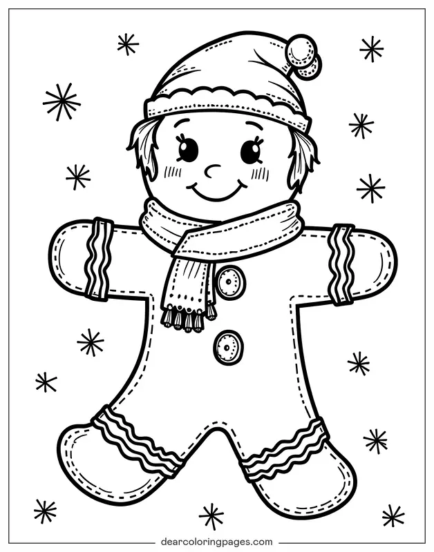 Invierno Dibujo para Colorear - Muñeco de Nieve Jengibre Dibujo para Colorear