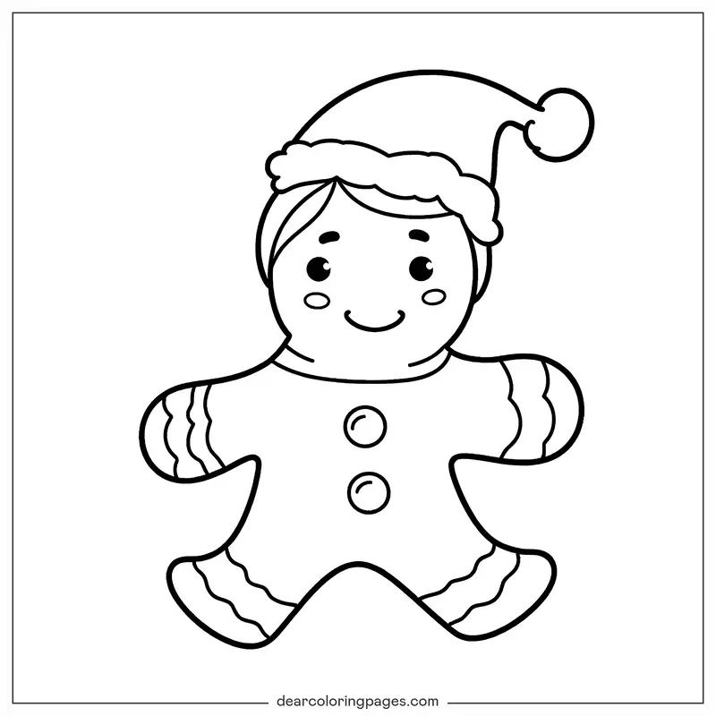 Invierno Dibujo para Colorear - Alegre Galleta de Jengibre Dibujo para Colorear