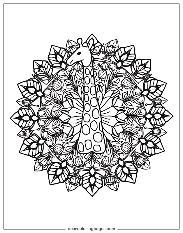 Mandala Dibujo para Colorear - Mandala de jirafa