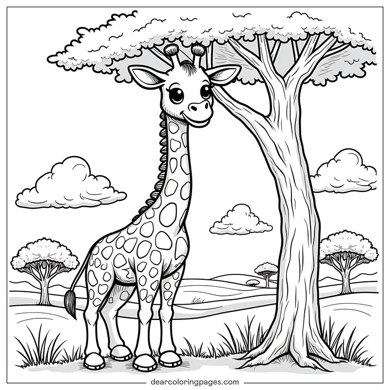 Giraffe Ausmalbild - Fröhliches Giraffen Ausmalbild