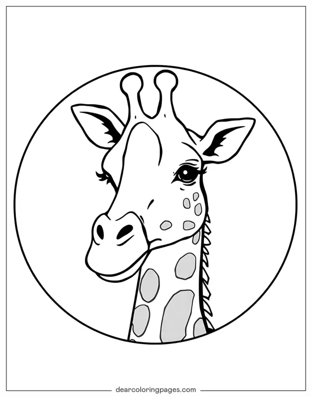 Giraffe Ausmalbild - Giraffe im Kreis