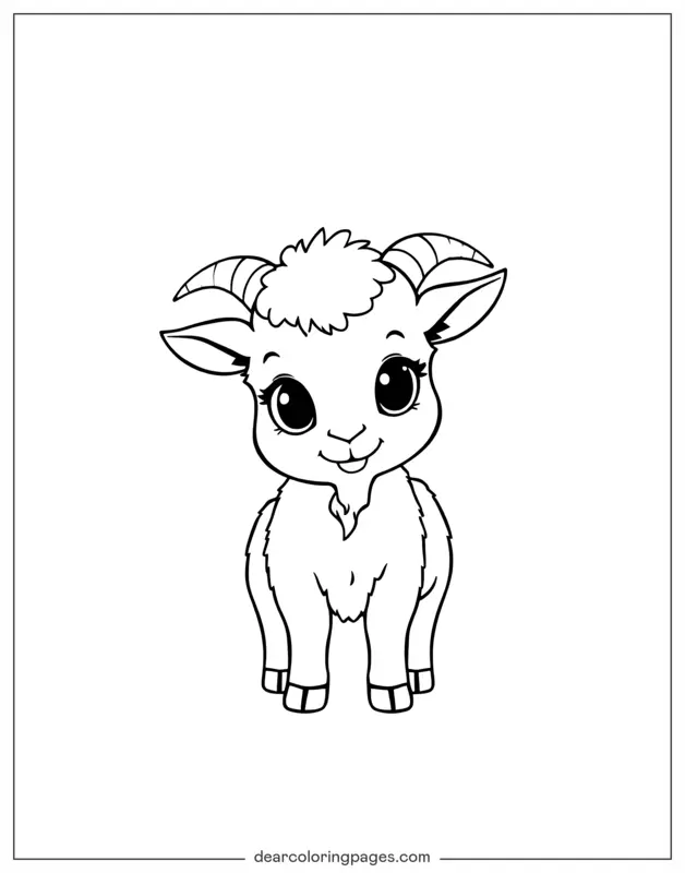 Goat Coloring Page - Cute Goat