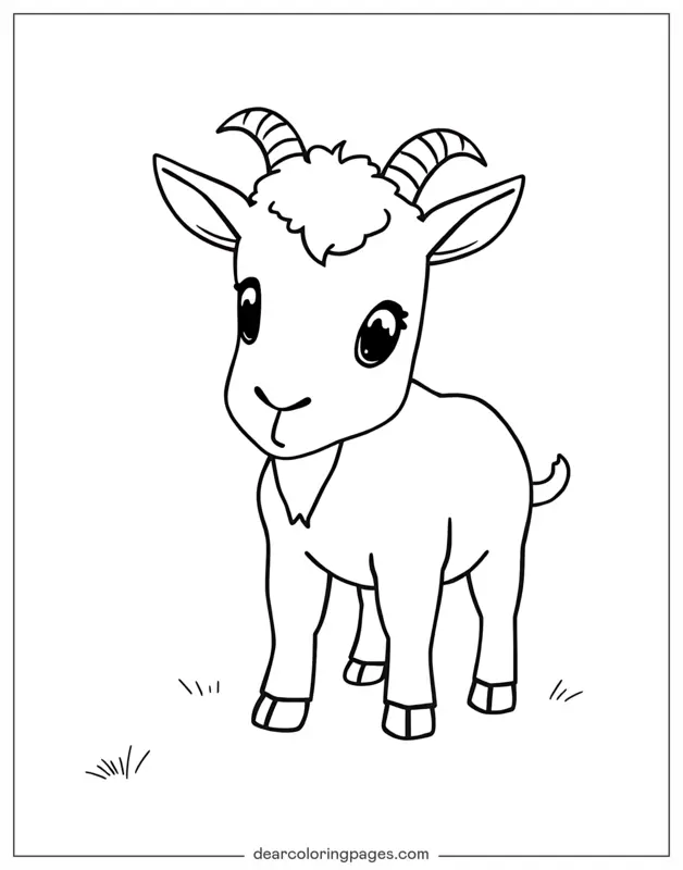 Goat Coloring Page - Cute Baby Goat