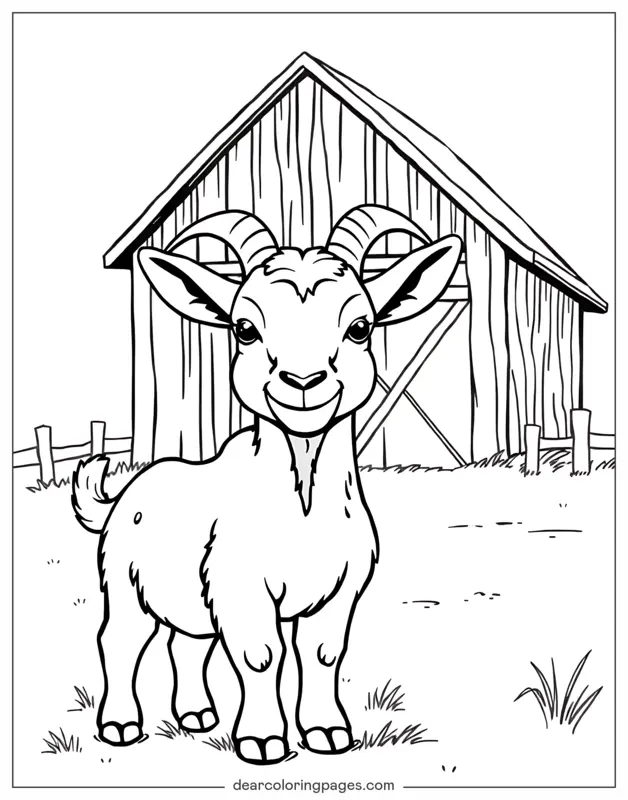Goat Coloring Page - Goat on Farm