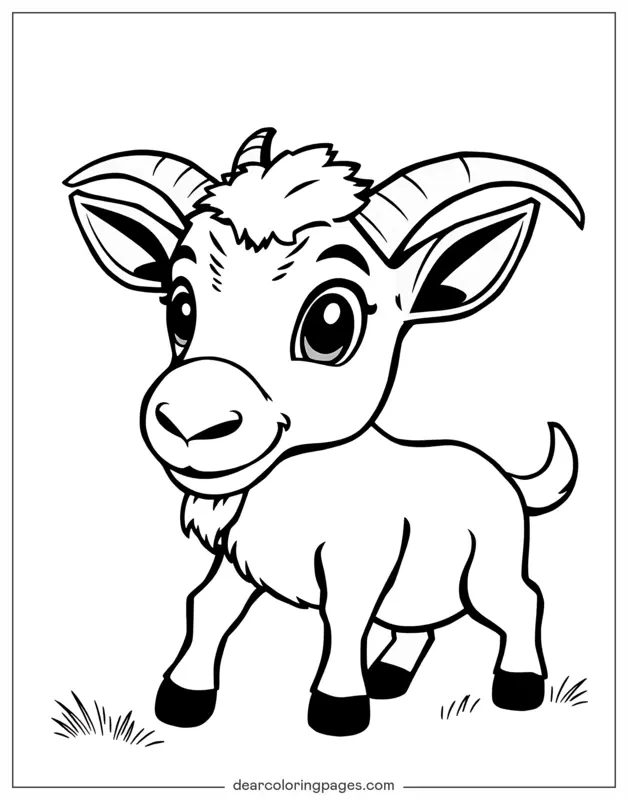 Goat Coloring Page - Cartoon Goat