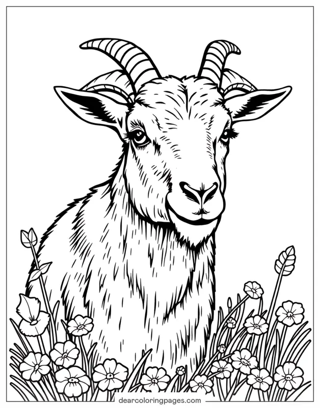 Goat Coloring Page - Detailed Goat