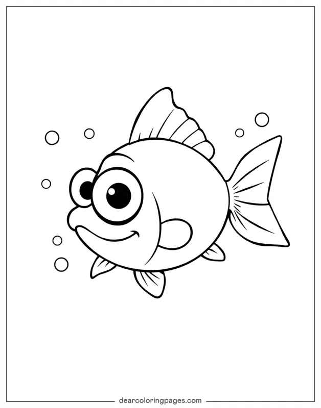 Goldfish Coloring Page - Cartoon Goldfish
