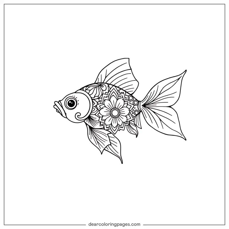 Goldfish Coloring Page - Goldfish Mandala