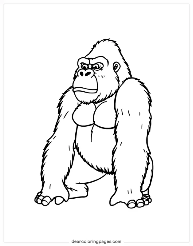 Gorilla Ausmalbild - Gorilla Stehend