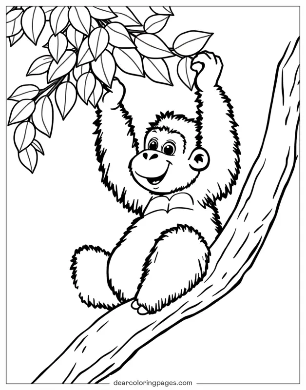 Gorilla Ausmalbild - Verspielter Baby-Gorilla