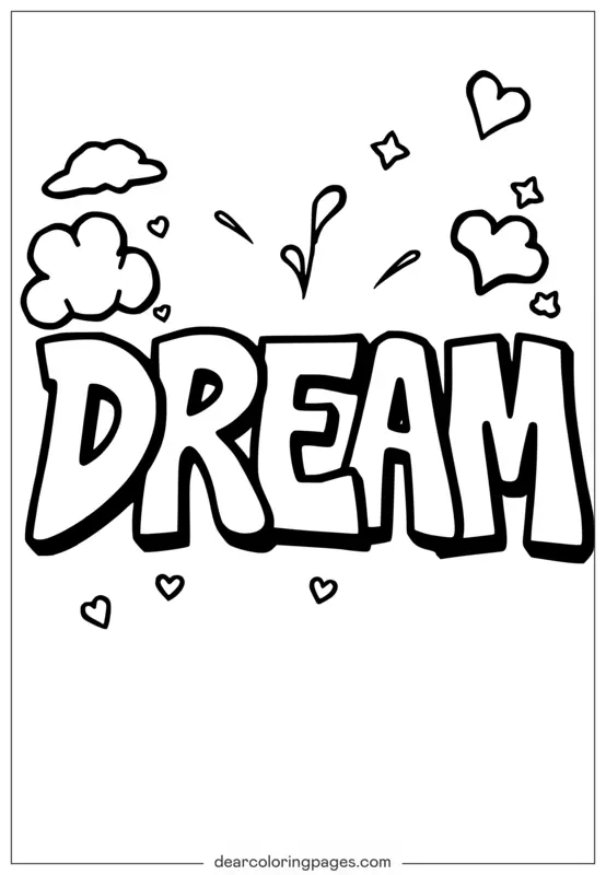 Disegno da Colorare Graffiti Sogno Lettere Bubble