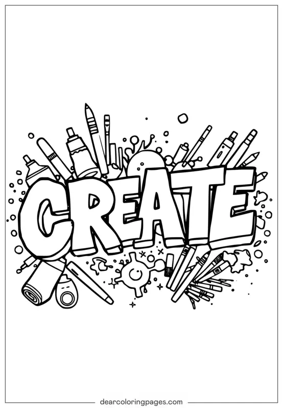 Disegno da Colorare Graffiti Creare con Materiale Artistico
