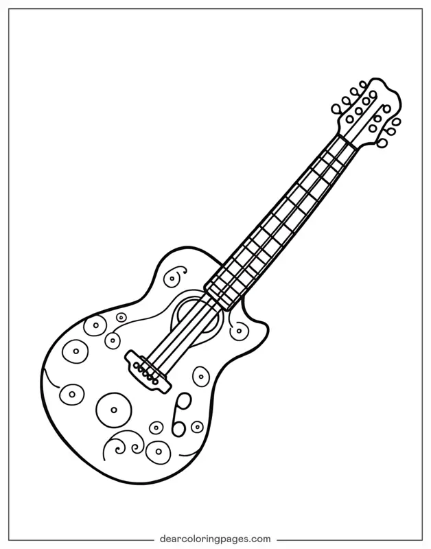 Gitarre mit lustigen Mustern verziert