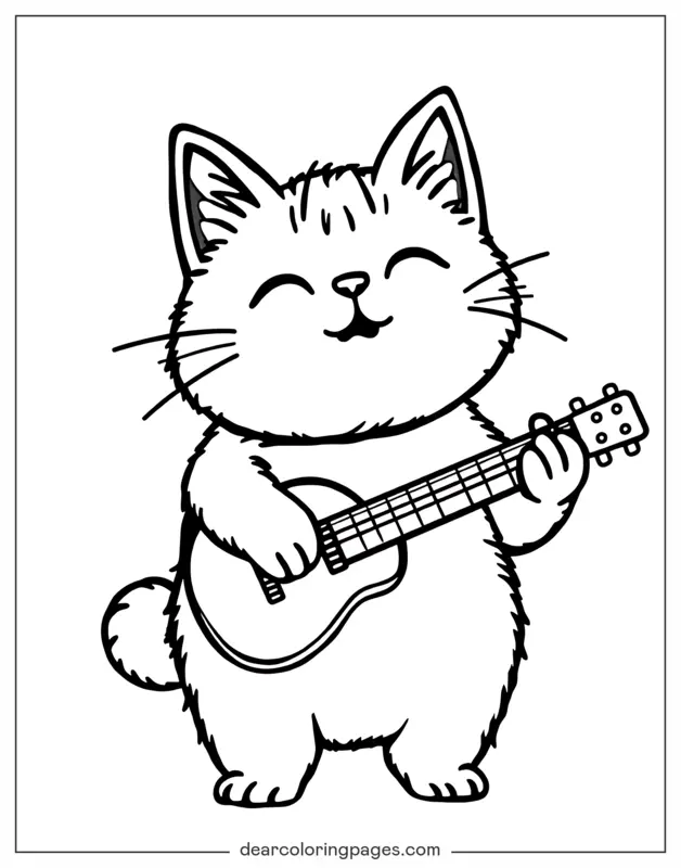 Süße Katze spielt Gitarre