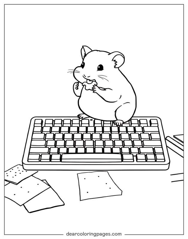 Hamster Snacking on Keyboard