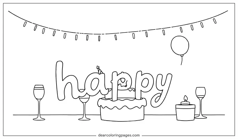 Alles Gute zum Geburtstag Ausmalbild - Geburtstagsfeier Ausmalbild